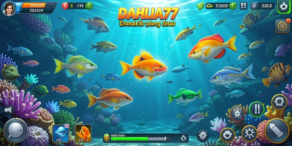 Tampilan gameplay Tembak Ikan yang seru dan menegangkan di DAHLIA77.