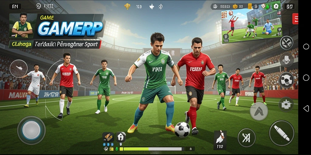 Tampilan gameplay GAMERP dengan aksi olahraga seru.