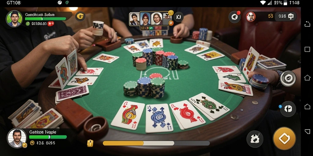 Screenshot gameplay GT108 menunjukkan serunya permainan Gaple.
