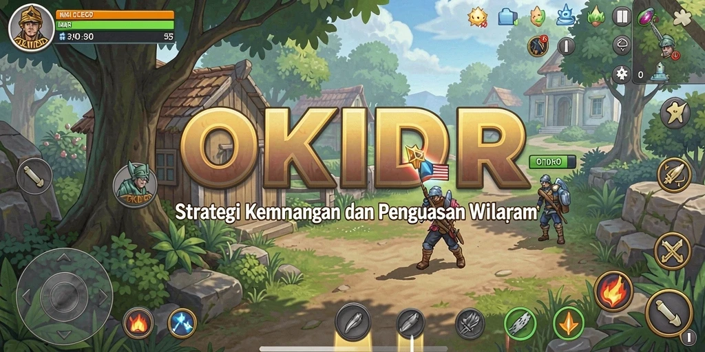 Tangkapan layar OKIDR menampilkan strategi dan pertempuran dinamis.