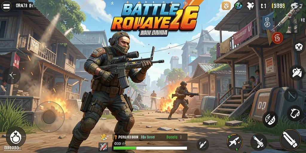 Screenshot utama ORA78 menampilkan aksi pertempuran mendebarkan di dunia Battle Royale.