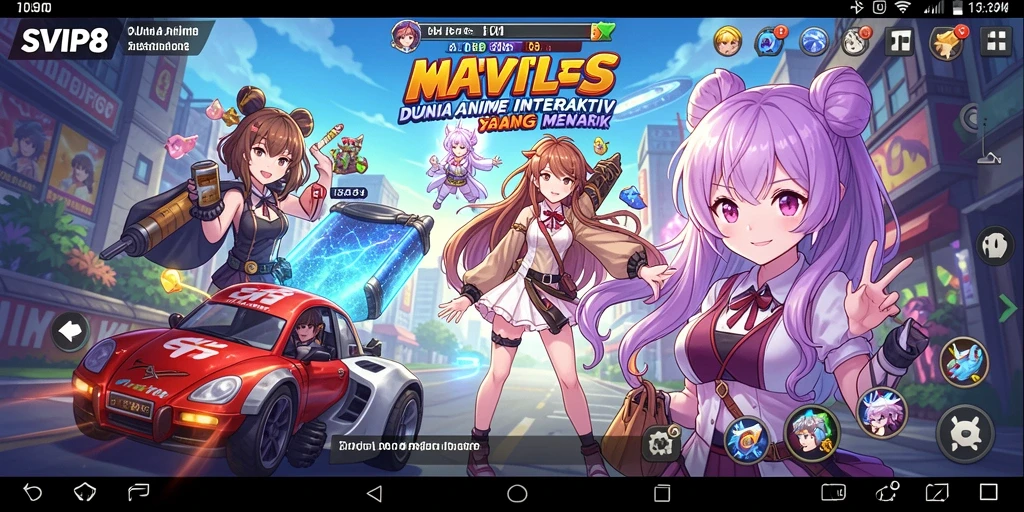 Tampilan screenshot utama SVIP8 menunjukkan karakter Anime dalam aksi penuh warna.