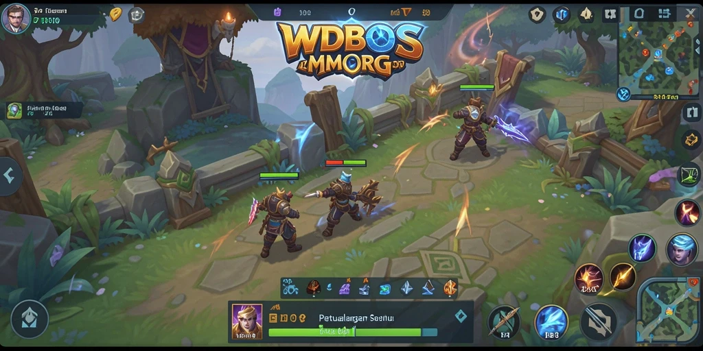 Screenshot gameplay WDBOS menunjukkan pertarungan seru dalam dunia MMORPG.